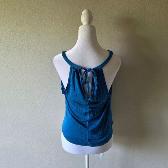 Trina Turk Blue Flowy Low Neck Tank Top Small - Picture 2 of 6